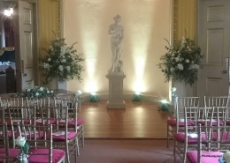 goodwood house uplighter aisle ceremony e1489931780869