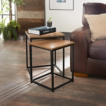 Black & Wooden Industrial Coffee/Side Table