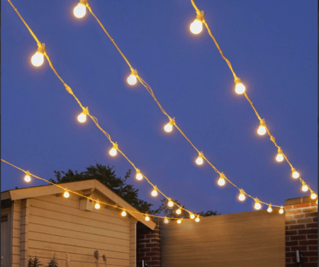 Festoon Lights, Connectable, 10m Warm White SMD LEDs, Frosted Bulbs, White Rubber Cable